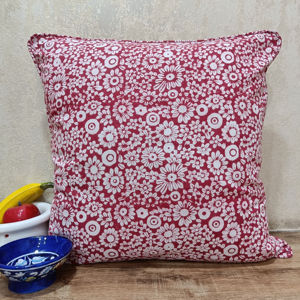 Rouge impérial 100% coton coussin taie d'oreiller élégant Floral main bloc imprimé Design avant arrière usage domestique Floweret élégant Slub - Product Image 1