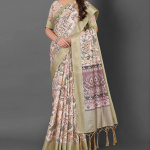 ผ้าส่าหรีเนื้อนุ่มผสมผ้าไหมที่สง่างามน้ำหนักเบาแวววาวเหมาะสำหรับงานแต่งงานเทศกาลสวมใส่แบบดั้งเดิมและสวยงาม - Product Image 1