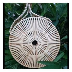 Bolsa de cesta de bambú de estilo vintage, asas fuertes, espaciosa, ligera, agrega encanto natural a las compras, la playa o los trajes diarios - Product Image 4