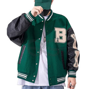Fabricant OEM Broderie en chenille de haute qualité Manches en cuir pour hommes College Bomber de baseball personnalisé Letterman Laine satin - Product Image 5