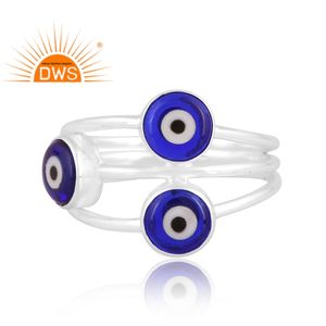 Latest Elegent Design Fine Sterling Silver Natural Blue <b>Resin</b> Gemstone Spiral Ring Custom Jewelry Manufacturer - Product Image 2