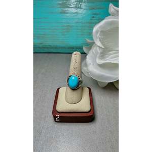 Bague en turquoise de Kingman Navajo et argent sterling, plaquée or rose, sertie clos, marque privée sous licence 'IS', cadeau tendance - Product Image 3