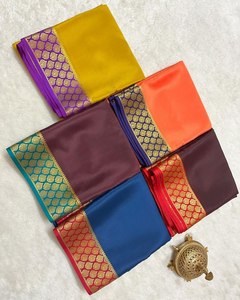 ส่าหรีผ้าไหมที่สวยงาม Mysore crape Saree ที่มีขอบจาริที่สวยงาม - Product Image 6