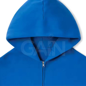 Respirant coton mélangé à la mode hommes fermeture éclair sweats à capuche rue mode tenue décontracté hommes fermeture éclair sweats à capuche - Product Image 3