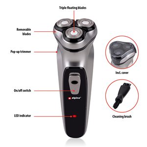 Rasoir électrique rechargeable USB pour homme 3-en-1, rasoir facial à 3 têtes flottantes, tondeuse escamotable, brosse de nettoyage lavable, capuchon de protection - Product Image 2