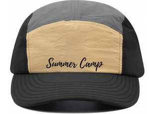 Casquettes de camping en nylon non structurées à 5 panneaux, à visière légèrement incurvée, avec boucle, logo personnalisé imprimé, pour hommes et femmes, idéales pour le camping et la pêche, à faible coût. - Product Image 4