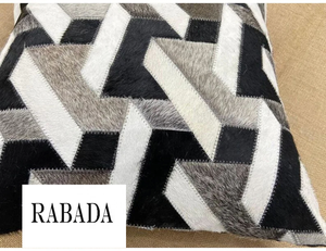 Handmade Collection COWHIDE Pillow <b>Cover</b> Fur Grey <b>Black</b> <b>and</b> <b>White</b> Navajo Design Patchwork <b>Cushion</b>-FREE Shipping - Product Image 4