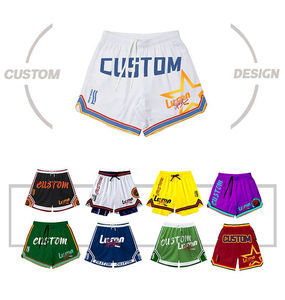 กางเกงขาสั้นผู้ชายสไตล์เรโทร ผ้าตาข่ายปักลาย มีกระเป๋า สำหรับเล่นกีฬา ออกกำลังกาย บาสเก็ตบอลแบบอเมริกัน ชิคาโก - Product Image 3