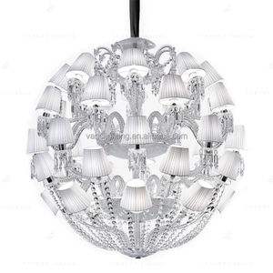 Lustre traditionnel vintage en cristal taillé rond avec abat-jour en tissu, idéal pour les grands halls et les grands foyers, élégance <span class=keywords><strong>Baccarat</strong></span> - Product Image 6