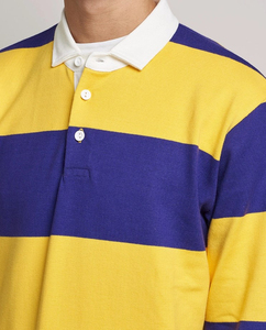 เสื้อรักบี้แขนยาวสำหรับผู้ชายเสื้อรักบี้ผ้าฝ้าย100% ป้องกันแบคทีเรียออกแบบลายทางหนัก340กรัมตามสีที่กำหนดเอง - Product Image 4