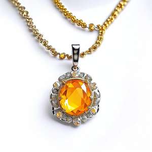 สร้อยคอจี้พลอยสีเหลือง925เงินสเตอร์ลิงชุบทอง5A เครื่องประดับเพทายสำหรับผู้หญิง - Product Image 1