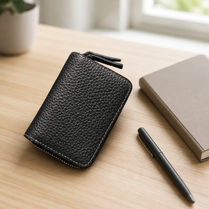 <b>RFID</b> Blocking Card Holder <b>Wallet</b> 11 Card Slots Zipper Leather Case <b>For</b> <b>Men</b> Women - Product Image 2