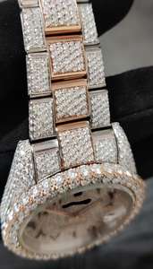 Montres mécaniques de luxe pour hommes et unisexe, de qualité supérieure, en quartz blanc rose, moissanite, diamant, bicolore, style hip-hop, verre - Product Image 3
