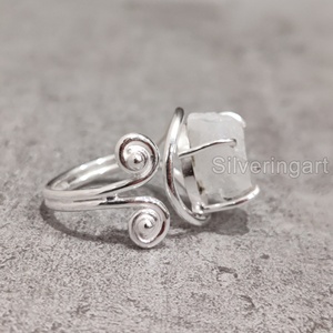 Joyería de piedra cruda, anillo de mujer, piedra lunar arcoíris Natural, piedra preciosa, piedra natal de junio, joyería de diseñador, anillo de Plata de Ley 925 - Product Image 3