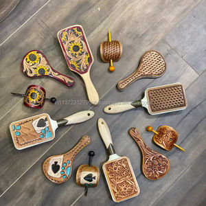 Espejo de mano elegante de cuero tallado exclusivo, espejo de mano de maquillaje con estilo occidental, espejo de diseñador Vintage, regalo perfecto para ella - Product Image 2