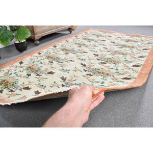 Alfombra tradicional de lana naranja Beige de 5x8,5 pies Vintage turco clásico diseño de retazos para sala de estar dormitorio tejido con respaldo de látex - Product Image 4