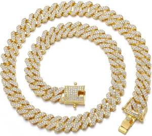 Collier avec pendentif en argent sterling plaqué argent, chaîne cubaine en diamant, prix de gros, style hip-hop, cadeau unisexe, bijoux - Product Image 2