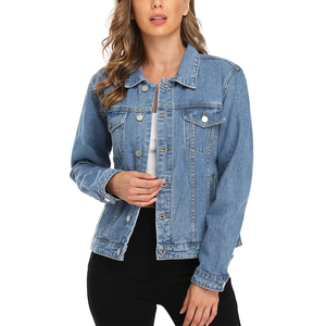 Veste en jean tendance pour femme, streetwear, automne-hiver, décontractée, vintage, durable, tissu doux lavé, coupe confortable, haute qualité - Product Image 1