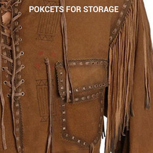 Chaqueta con flecos de cuero rústico Estilo rodeo Prendas de abrigo - Product Image 5