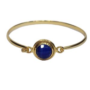 925 argent Sterling plaqué or excellente qualité à facettes bleu Quartz pierre précieuse à la main concepteur réglable bracelet pour les femmes - Product Image 2