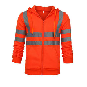 Nueva alta calidad de los hombres Hi Viz con capucha cremallera con reflectante atado al por mayor sudaderas de lana de algodón - Product Image 6