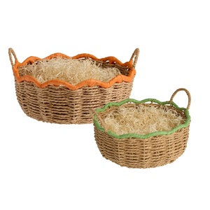 Cestas para la búsqueda de huevos de Pascua, cesta de Pascua de papel de rafia a rayas con asa, venta al por mayor de Vietnam, embalaje de regalo de Pascua sostenible - Product Image 3
