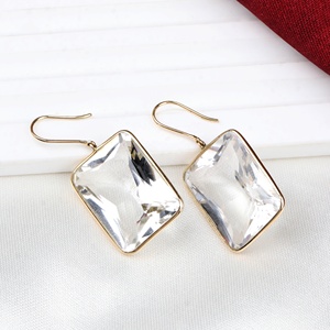 Boucles d'oreilles pendantes artisanales pour femmes, serties de topaze blanche naturelle, en or jaune massif 18 carats, certifiées IGI, bijoux classiques - Product Image 3