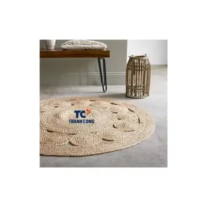 뜨거운 판매 베트남어 전통 수제 황마 깔개 천연 황마 카펫 사용자 정의 사각형 크기 꼰 황마 매트-RR01