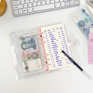 A6 trong suốt mềm PVC 6-Ring lá lỏng ràng buộc bao gồm Snap Nút Đóng cửa cho 6 lỗ kế hoạch trang Refill Bộ - Product Image 4