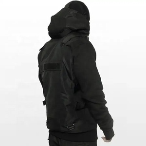 Techwear veste à capuche porter printemps et automne tendance marque noir Couple hauts hommes en cuir imperméable extérieur Cyber Ninja vestes - Product Image 5