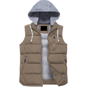 Hommes décontracté résistant à l'eau hiver extérieur gilet bouffant fermeture éclair sans manches avec capuche polaire veste personnalisée tissu gilet bouffant - Product Image 2