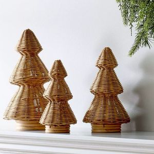 Vente en gros de décoration d'arbre de Noël en rotin fait à la main Décoration de vacances tissée rustique pour ornement de Noël de ferme Boho naturel de table - Product Image 5