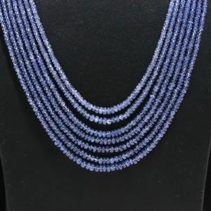 Collar de Zafiro Azul Birmano de la Marca Lustre, Corte Redondo Liso, 5 Capas, Grado AAA+, Certificado por Terceros, 3-4.5mm, Regalo Perfecto para Ella - Product Image 3