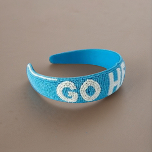 Diadema Deportiva Acolchada y Cómoda con Cuentas, Hecha a Mano, con la Frase 'GO HEELS', Diadema con Cuentas Bordadas, Accesorios para Fanáticos en India - Product Image 4