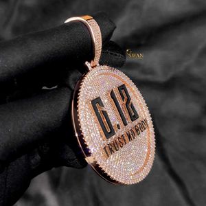 Bold 925 Sterling Silver Rhodium Plaqué Lab Grown Diamond G12 Hip Hop Entièrement Glacé Pendentif Collier Cadeau De Haute Qualité Lui - Product Image 3