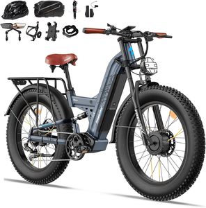 4000W doppio motore Ebike 40 + MPH 12V 70Ah alluminio freno a disco 12 velocità AWD elettrico Mountain Bike per adulti 24 "pneumatico grasso - Product Image 1