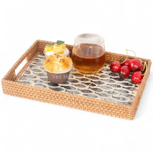 Bandeja para Servir Alimentos Hecha de Ratán y Madreperla, Apta para el Uso Diario en la Cocina y el Comedor - Product Image 2