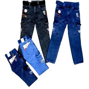 Haute qualité coupe régulière tricoté tissu coton imprimé garçons Cargo Style Denim salopette Hip Hop multi-poches lavé pantalon - Product Image 1