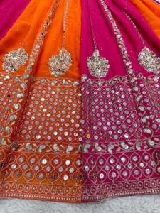 Lahenga choli อินเดียแบบดั้งเดิมสีสวยและพิมพ์ด้วยผ้าไหมเนย lehnga choli ชุดสตรีสไตล์ราจา