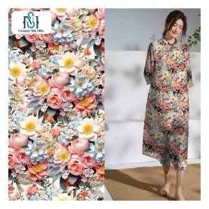 Vicose Print 30s 32S 45S 5d Efecto Fabricante Precio 100% Viscosa Floral Impreso 100 Rayón Impresión digital Vestido Tela - Product Image 2