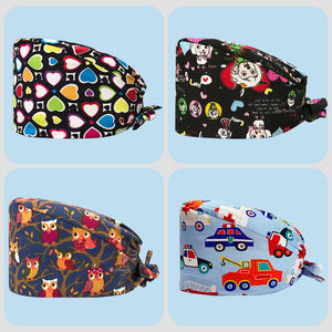 Diseño de impresión personalizada Mujeres Enfermera Pelo largo Satén Forrado Scrub Caps Hospital Enfermería Cola de caballo Scrub Cap con logotipo - Product Image 6