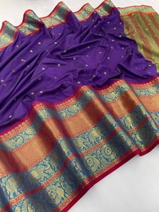 Exclusif Bordure Design Pure Soie Tissu Numérique Imprimé Léger Festif Spécial Beau Saree Avec Contraste Blouse Pièce - Product Image 3