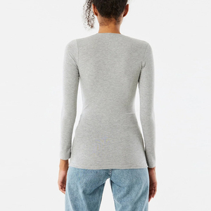 การผลิตที่กําหนดเองวัสดุระบายอากาศผู้หญิงเสื้อแขนยาว / ขายส่งเสื้อผ้าเสื้อแขนยาวออกกําลังกาย - Product Image 2