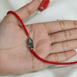 925 <b>Silver</b> Rakhi with Handmade Mahakal Trishul Religious Diamond Jewelry with Rhodium Plated Charm Pendants - Product Image 2