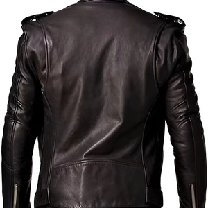 Veste en cuir véritable marron pour hommes personnalisée Styles de motard élégants et formels réversible avec col montant - Product Image 1