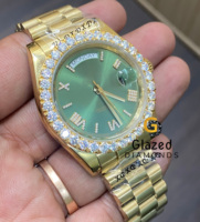 Reloj de Pulsera de Lujo con Diamantes de Imitación Moissanite, Corte Brillante, Claridad VVS, Acero Inoxidable, Automático, Analógico, Estilo Hip Hop, Gran Venta
