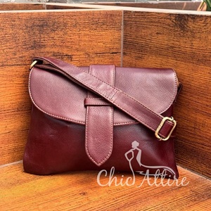 กระเป๋าสะพายข้างหนังวัวสำหรับผู้หญิงกระเป๋าสะพายไหล่ข้างเดียวทำจากหนังแท้ดีไซน์หรูหรา - Product Image 1