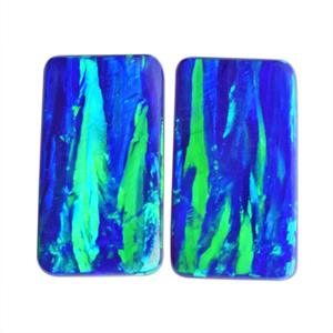 Paire opale 6 CTW Cabochon taille 16x9x2 MM boucles d'oreilles forme Rectangle fabrication de bijoux paire pierre précieuse opale de feu fourniture paire faite à la main - Product Image 2