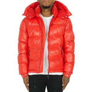 Doudoune à capuche pour homme avec logo personnalisé, rouge solide et 90% duvet de canard, vestes matelassées d'hiver en 10% polyester - Product Image 2