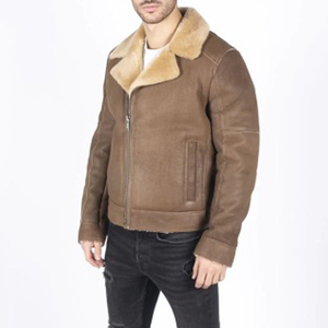 Chaqueta Bomber de piel de oveja hecha a medida para hombre, diseño de moda con características a prueba de viento y logotipo personalizado - Product Image 2